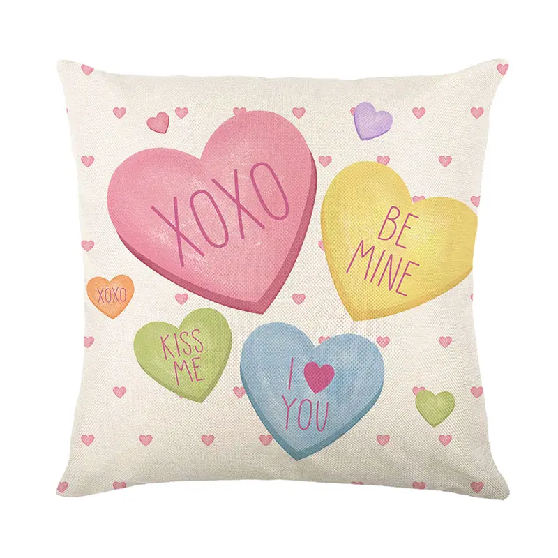 Happy Valentines Day Pillow Covers 18x18 Pink Love Heart Kisses Hugs Throw Pillow Covers Velvet Wedding Anniversary Cushion Cove