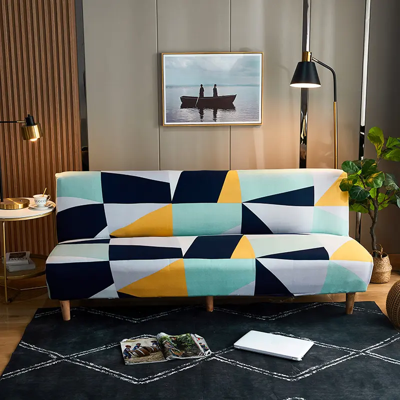 Bohemian style printed sofa cover with cushion, high elasticity sofa cover, elastic bottom floral pattern