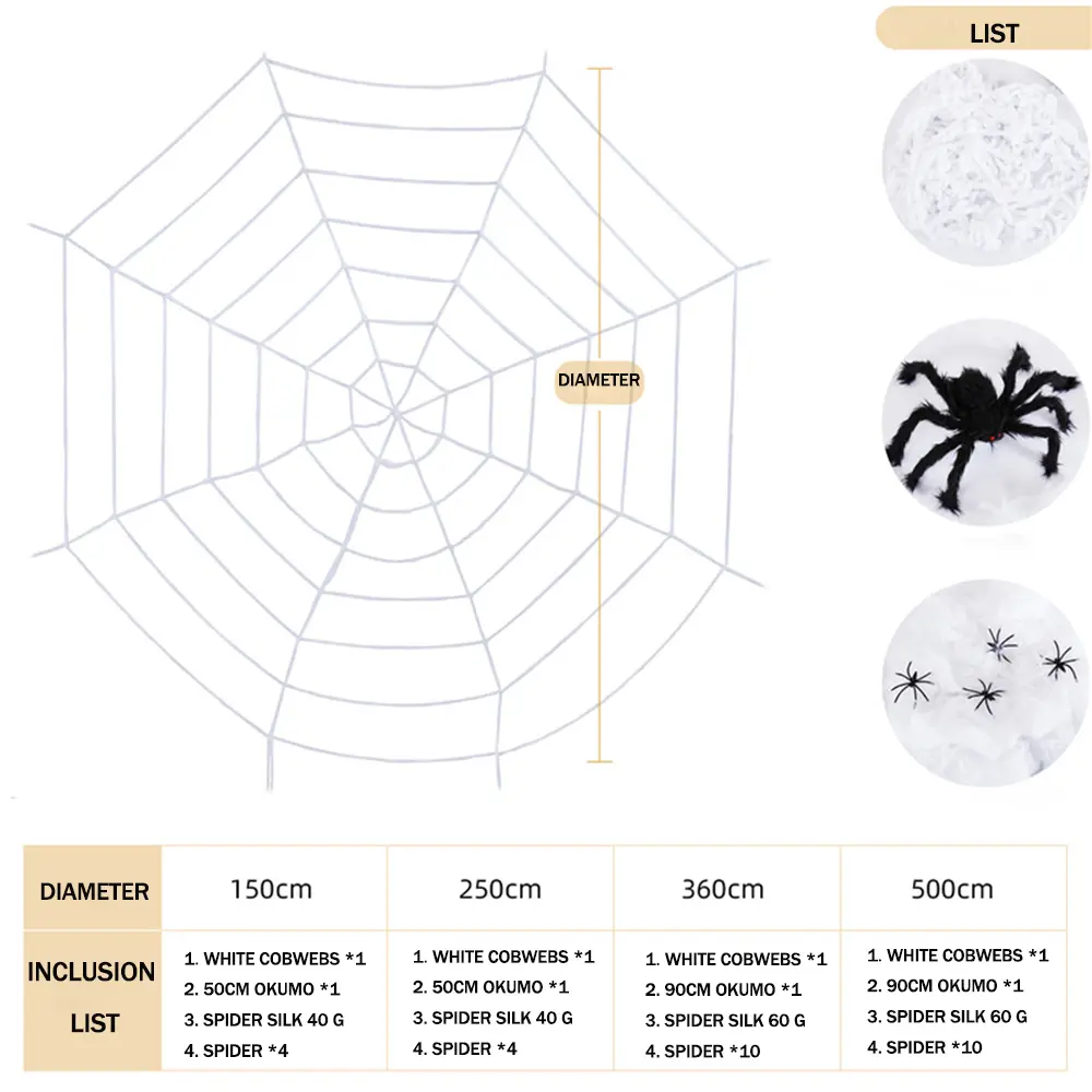 Halloween cobwebs decorated haunted house party trick props spider silk simulation Okumo combination scene layout