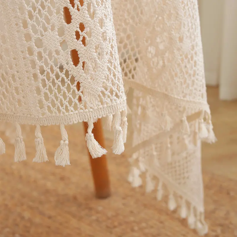 Nordic retro openwork lace tablecloth cover rectangular white pastoral table cloth round table cloth