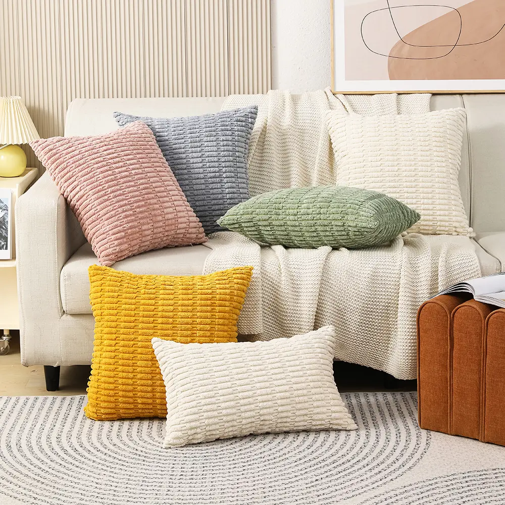Corduroy Cushion Cover Soft Fluffy Pillow Cover Luxury Decorative Home Pillow Case for Sofa Living Room, 45x45, 30x50