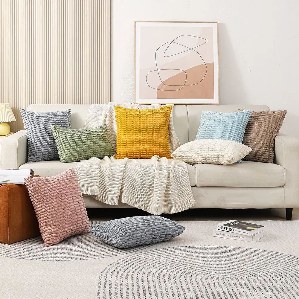 Corduroy Cushion Cover Soft Fluffy Pillow Cover Luxury Decorative Home Pillow Case for Sofa Living Room, 45x45, 30x50