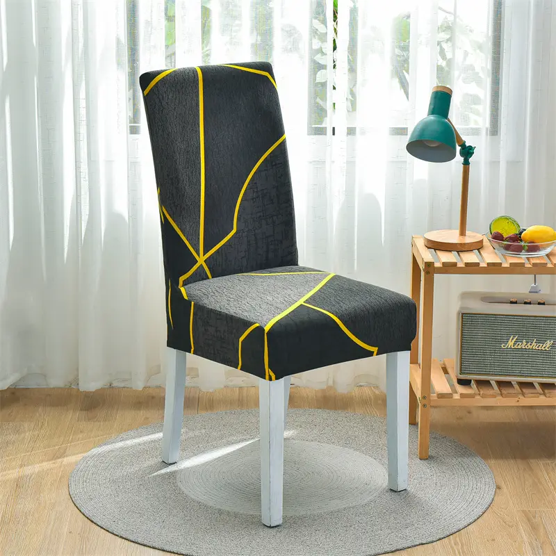 Brown gray mountain pattern advanced high elasticity patchwork washed chair cover for garden House