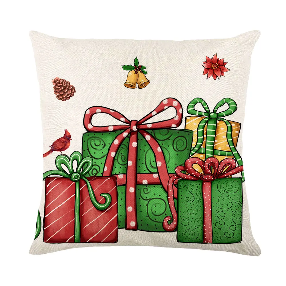 Christmas Cushion Cover Merry Christmas Printed Decorative Pillows Sofa Home Decoration Pillowcase