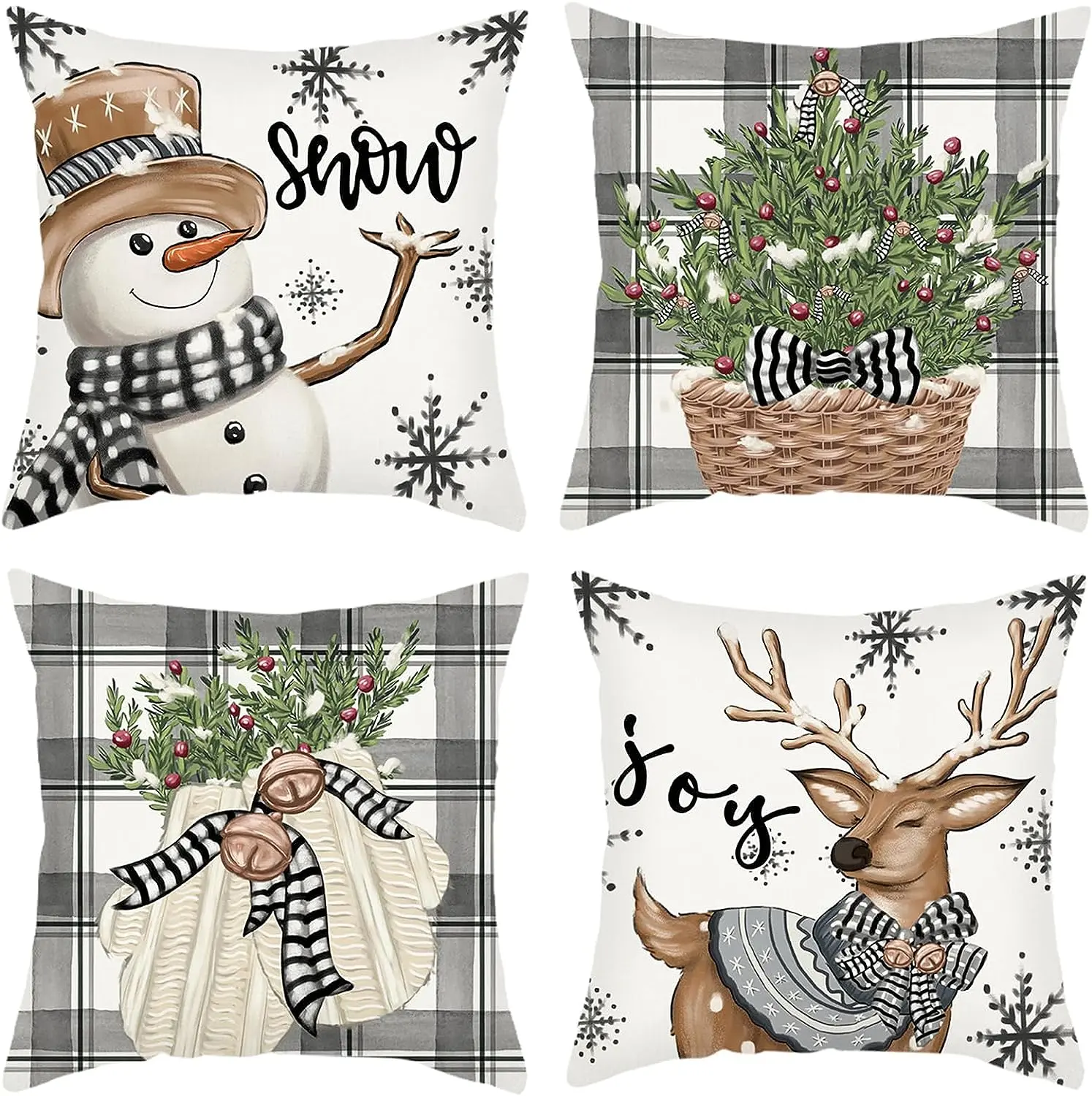 Christmas Series Pattern Cushion Cover Decorative Pillow Case Throw Pillow Cover