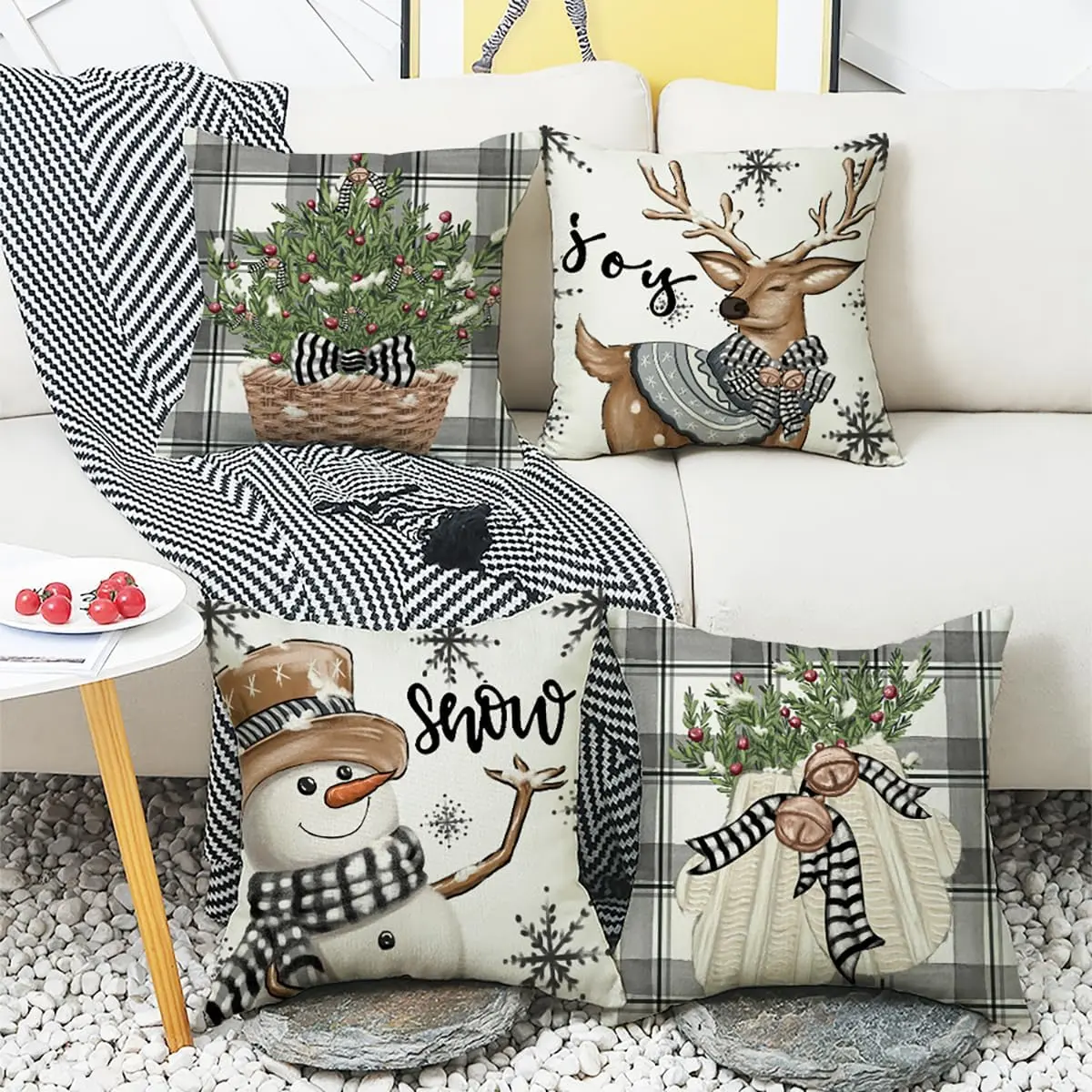 Christmas Series Pattern Cushion Cover Decorative Pillow Case Throw Pillow Cover