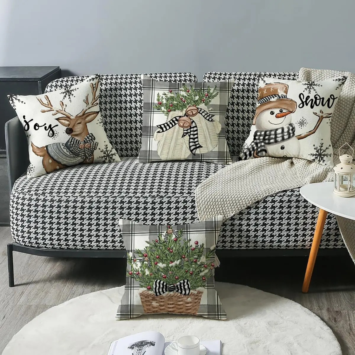 Christmas Series Pattern Cushion Cover Decorative Pillow Case Throw Pillow Cover