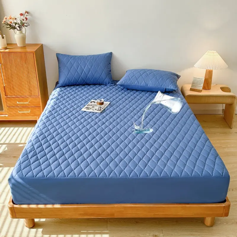 Pocket Noiseless Waterproof Full Size Mattress Protector Grey Rayon Made from Bamboo 3D Air Fabric Cooling No pillowcase