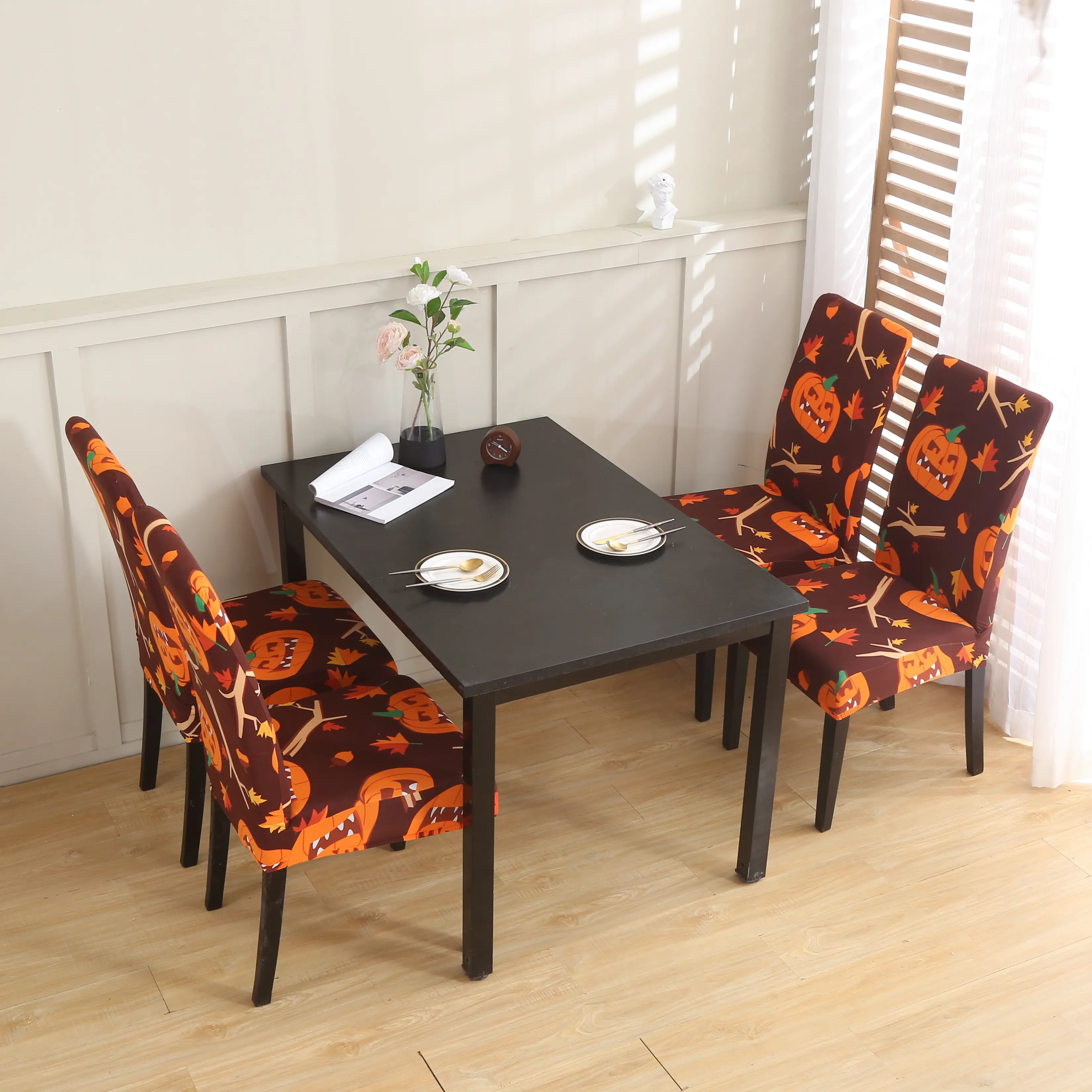 Halloween Stretch Printed Chair Protectors Covers Home Decor Dining Room Seat Cover