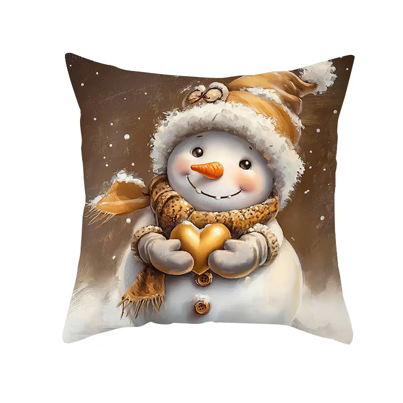 Merry Christmas Pillow Covers 18x18  Velvet  PillowCases Xmas Winter Holiday Throw Snowman Cushion Covers for Outdoor Home Bed S