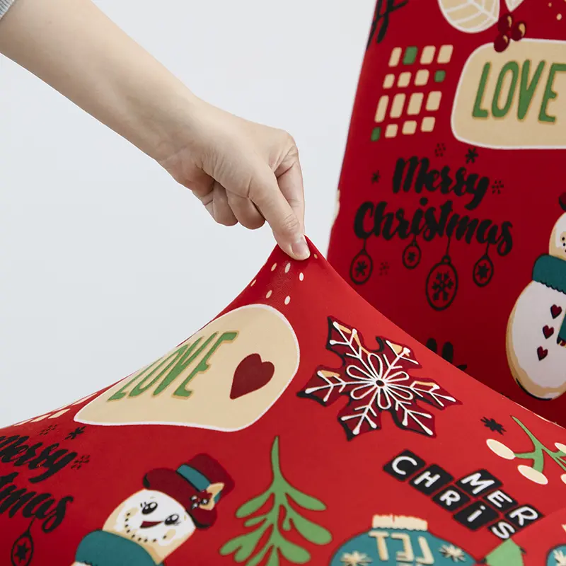 Polyester Spandex Soft Stretch Christmas Chair Cover Christmas Dining Chair Seat Covers