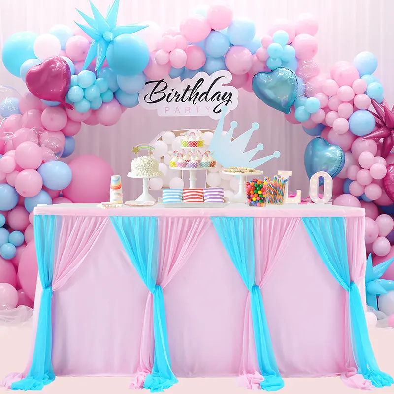 Cross Table Skirt Cross-border Christmas Party Decorative Stripes Variable Table Surrounding Children's Birthday Party Arrangeme