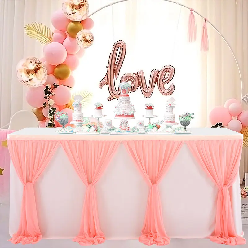 Cross Table Skirt Cross-border Christmas Party Decorative Stripes Variable Table Surrounding Children's Birthday Party Arrangeme