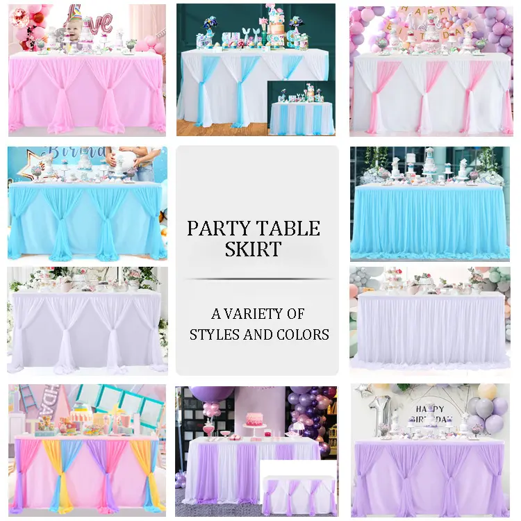 Cross Table Skirt Cross-border Christmas Party Decorative Stripes Variable Table Surrounding Children's Birthday Party Arrangeme