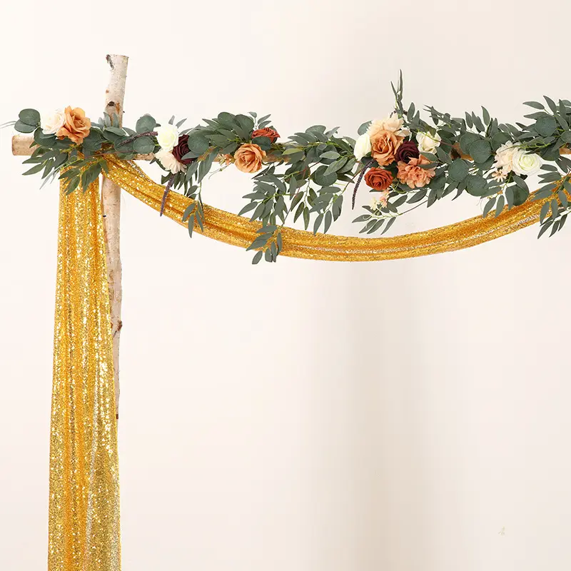 Gold Sequin Backdrop Curtain Panels Stage Wedding Party Background Drapes