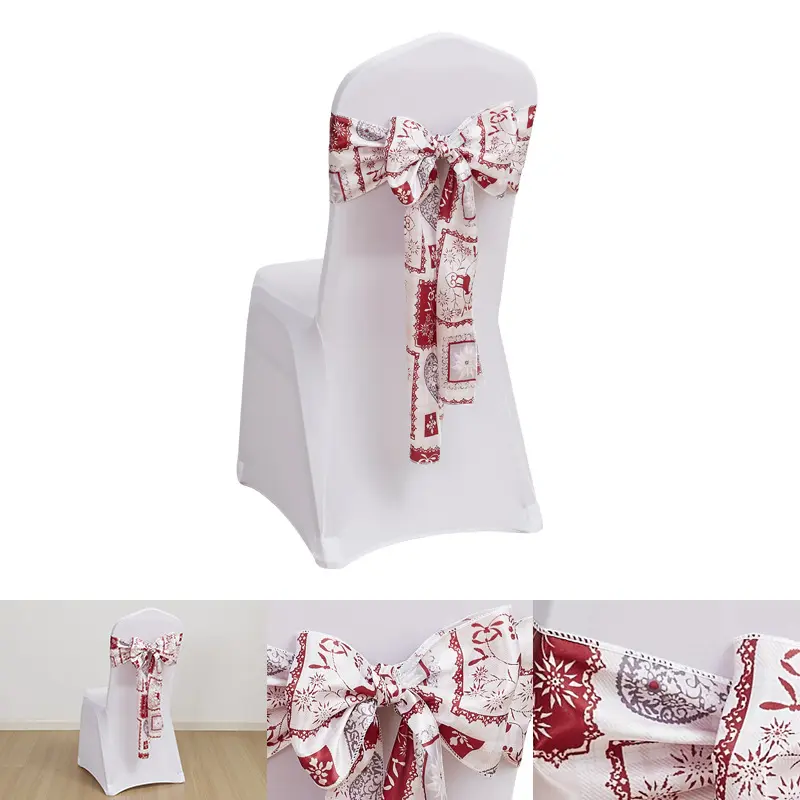 HOT Satin Chair Sashes Ties Upgraded 50 pcs Chair Ribbons Bows for Wedding Banquet Party Christmas Events Decoration (red)