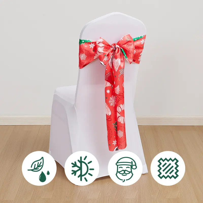 HOT Satin Chair Sashes Ties Upgraded 50 pcs Chair Ribbons Bows for Wedding Banquet Party Christmas Events Decoration (red)