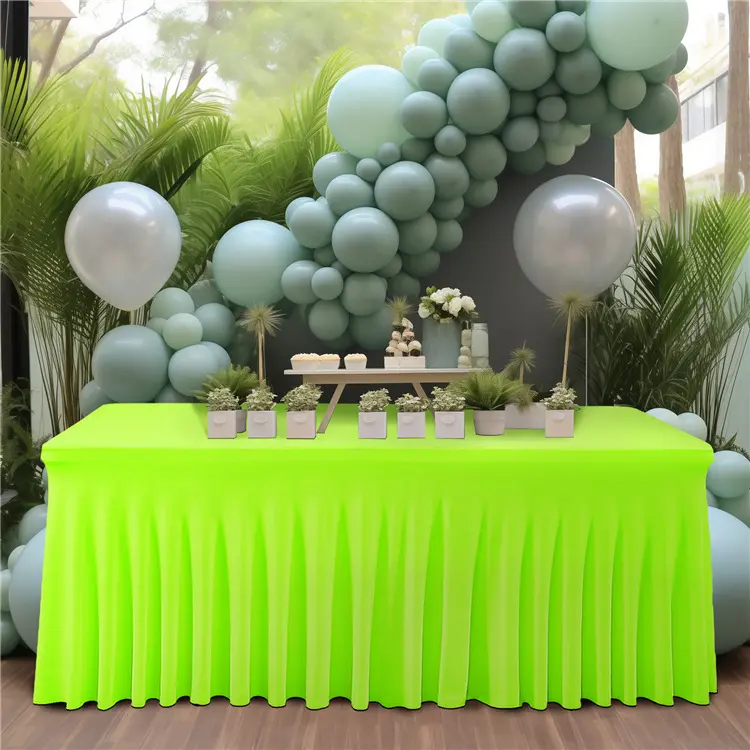 Jellyfish table skirt cross-border tablecloth cover Hotel conference room office rectangle 180g heavy milk silk elastic