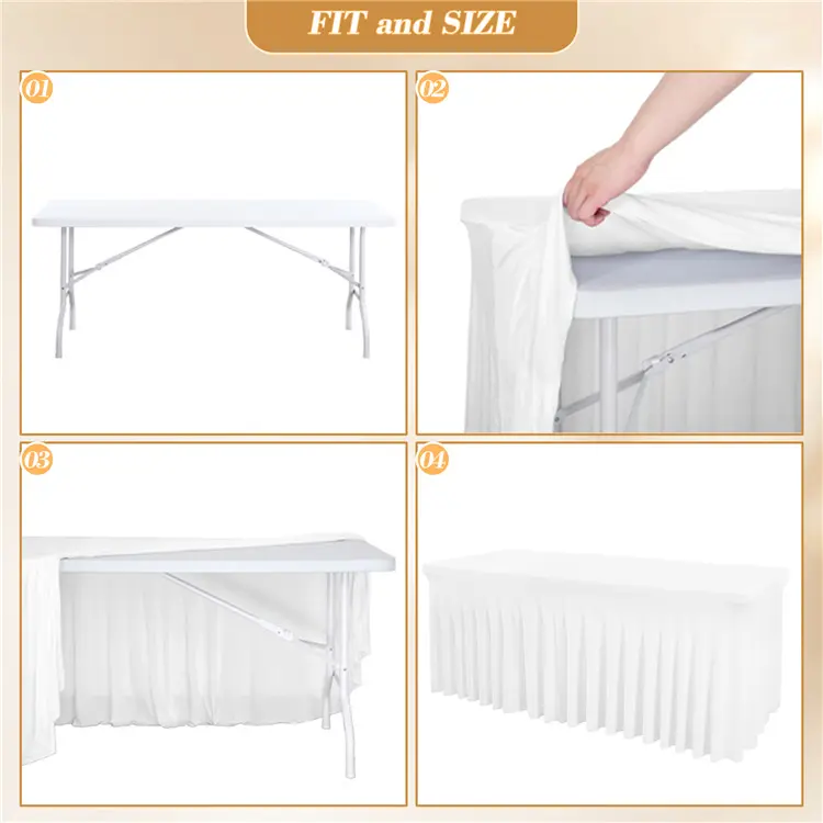 Jellyfish table skirt cross-border tablecloth cover Hotel conference room office rectangle 180g heavy milk silk elastic