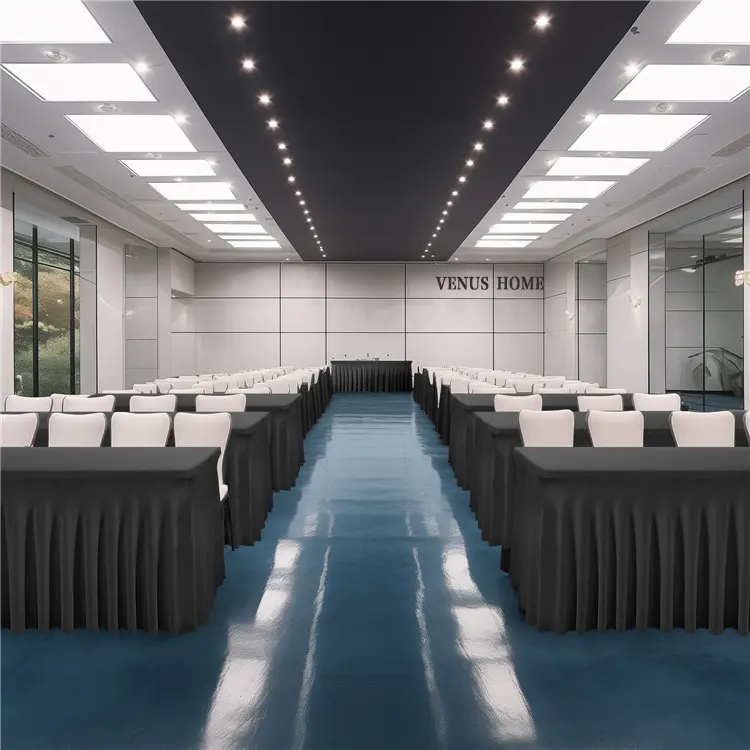 Jellyfish table skirt cross-border tablecloth cover Hotel conference room office rectangle 180g heavy milk silk elastic