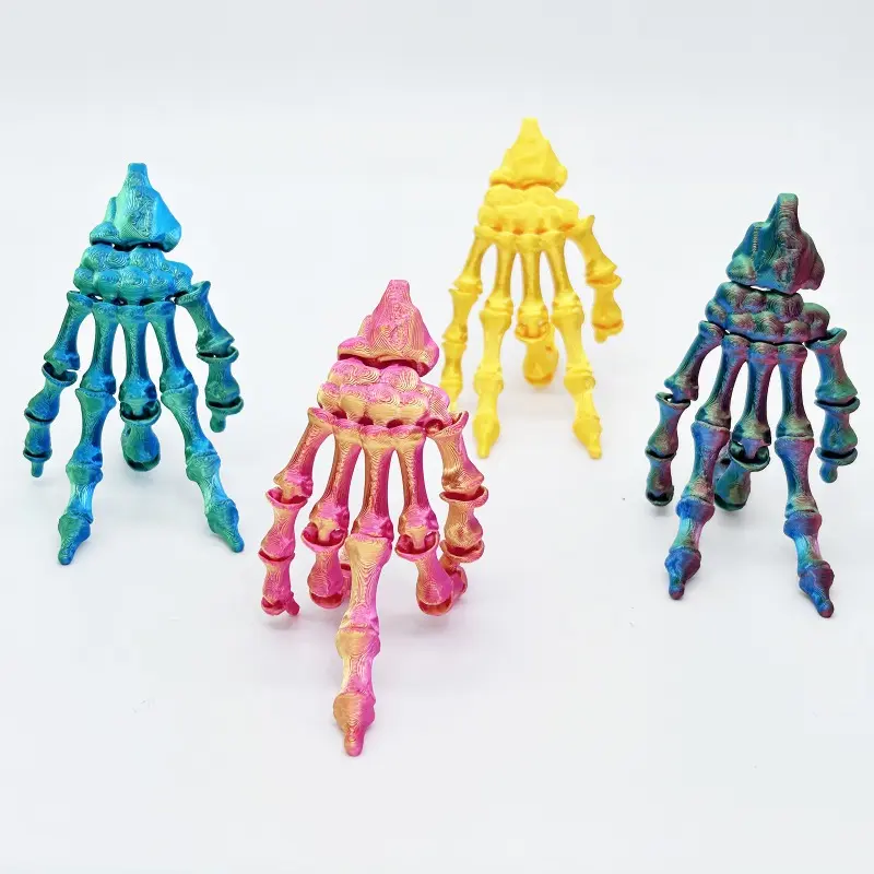 3D Printed Skeleton Hand Pendant Halloween Series Creative Handmade Colorful Articulated Finger Skeleton Fidget Stress Relief