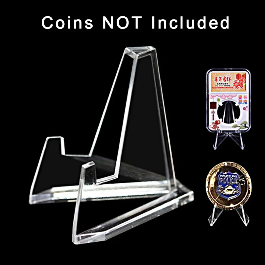 5/10/20 Clear Acrylic Coin Display Stand Holders for Small Easel Rack Card Commemorative Challenge Coin Capsule Holder Support