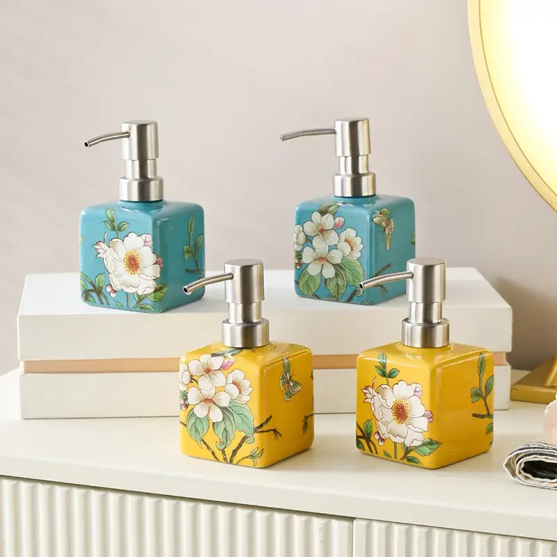 New200ml The Pattern Appears High-end Soap Dispenser Hand Wash Bottle Ceramic Shampoo Shower Gel Lotion Dispenser Soap separator