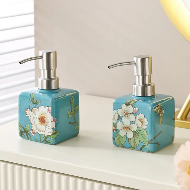 New200ml The Pattern Appears High-end Soap Dispenser Hand Wash Bottle Ceramic Shampoo Shower Gel Lotion Dispenser Soap separator