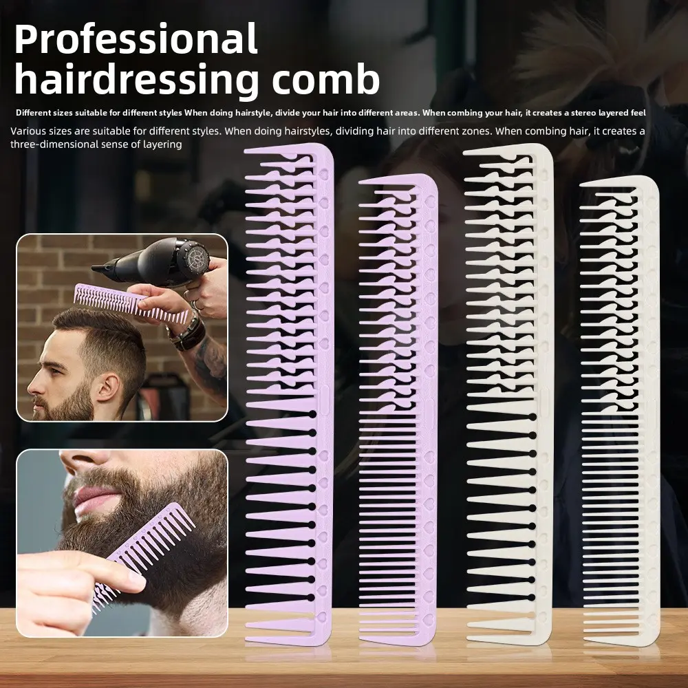 2025 New Multi-Size Men's Hairstyling & Beard Comb - Zone Dividing for Layered Haircut, Professional Barber Styling Tool