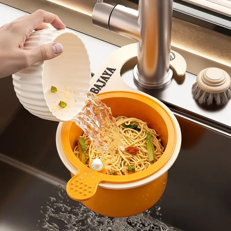 Hanging Sink Colander Quick Install/Remove Easy Clean Kitchen Drain Basket The Filter Screen Drains Water Without Dirtying Hands