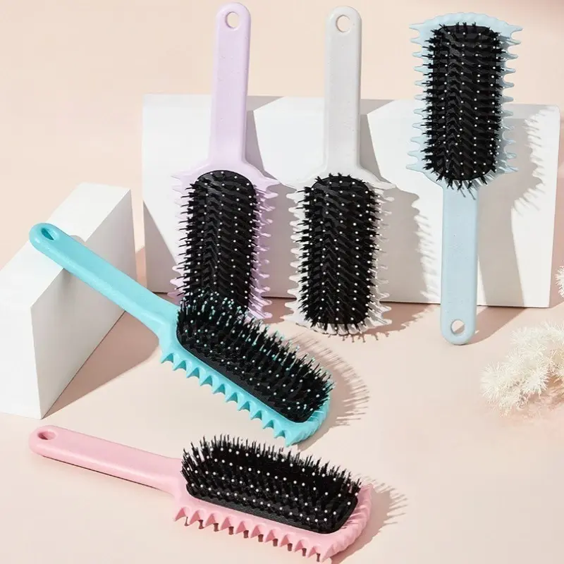 New Multicolor Edge Groove Hair Volumizing Brush - One - Second Root Lifting Styling Comb with Elastic Structure
