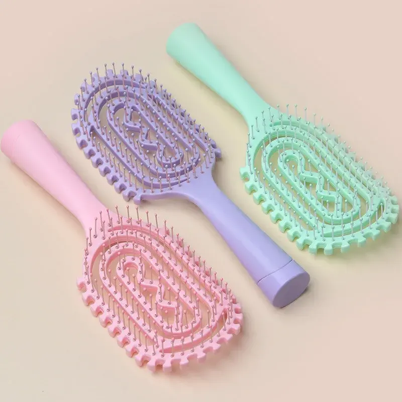 New Pastel Oval Air Cushion Hair Brush Set with Cleaner - Scalp Massage & Detangling Comb, Cute Aesthetic Women's Hair Care Tool