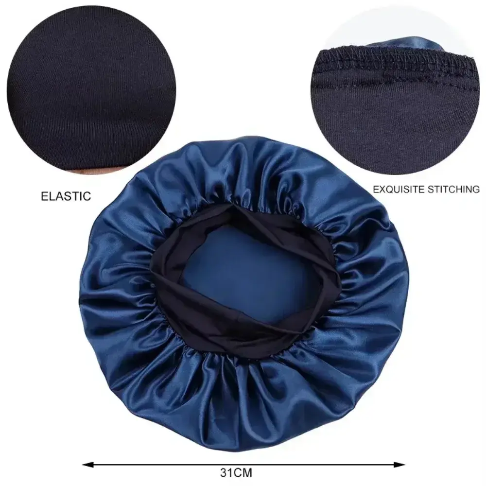 NEW Women's Satin Solid Wide-brimmed Sleeping Hat Girl Head Wrap Elastic Band Cap Hair Care Tool Bonnet Night Hat bonnet de nuit