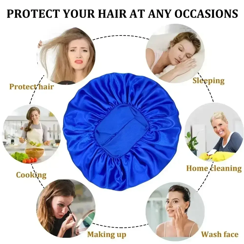 NEW Women's Satin Solid Wide-brimmed Sleeping Hat Girl Head Wrap Elastic Band Cap Hair Care Tool Bonnet Night Hat bonnet de nuit