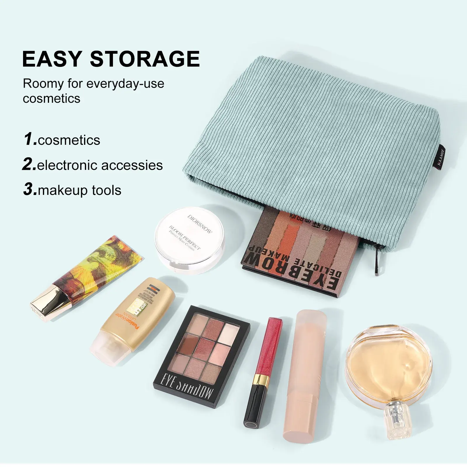 Makeup  Corduroy Travel Cosmetic Bag Portable Storage Bag Purses Women Large Capacity Zipper Make Up Organizer Storage Clutch