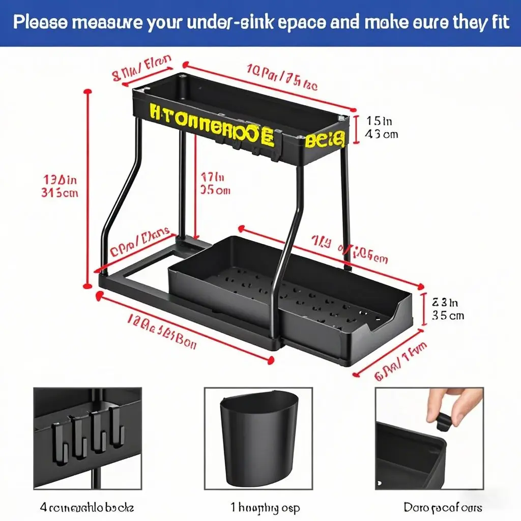New Kitchen and Bathroom Sink with Pull-out Storage Rack Storage Kitchen Sink Item Corner Storage Rack