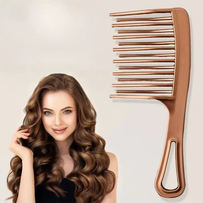 Double Row Large Wide Tooth Women's Exclusive Perm Comb Rose Gold Hair Wide - Tooth Design Anti - Static for All Hair Types