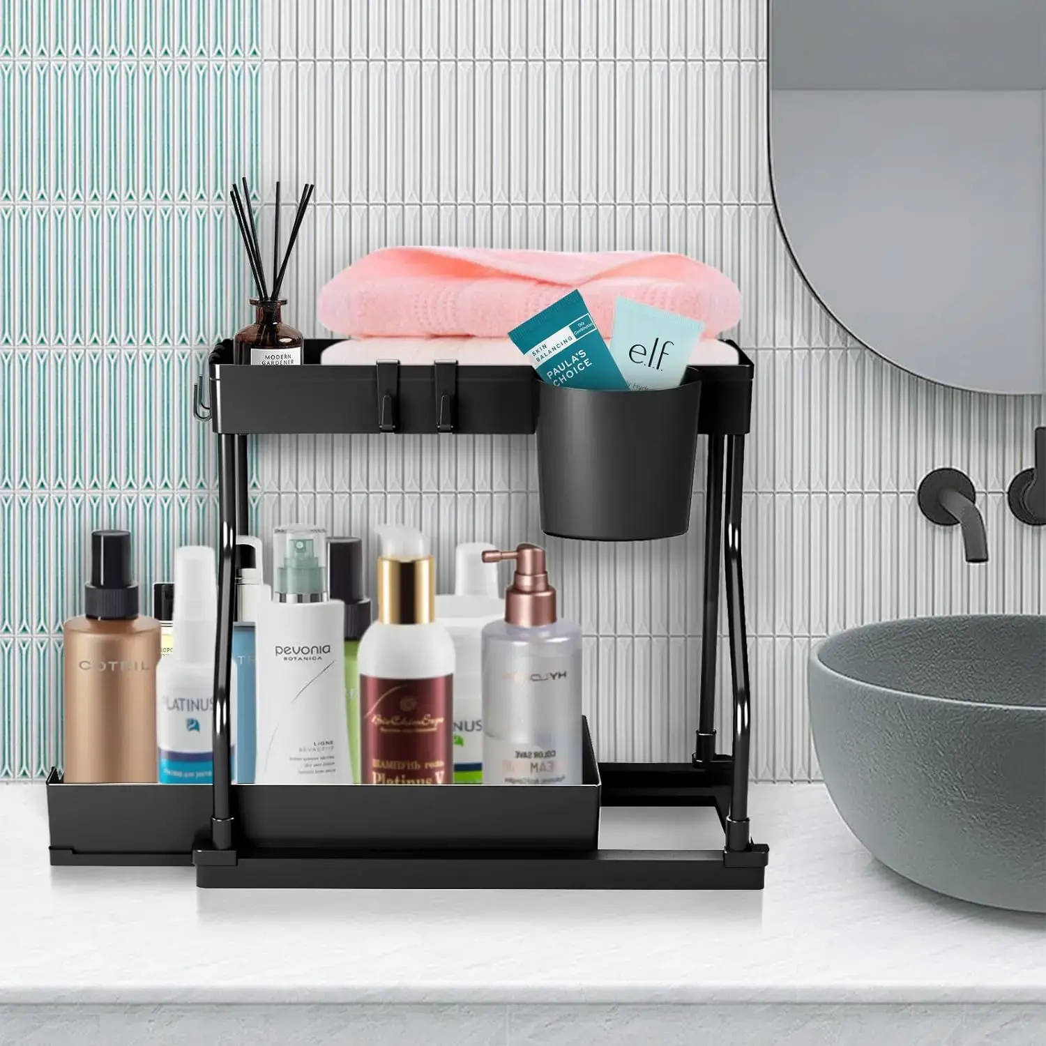 New Kitchen and Bathroom Sink with Pull-out Storage Rack Storage Kitchen Sink Item Corner Storage Rack