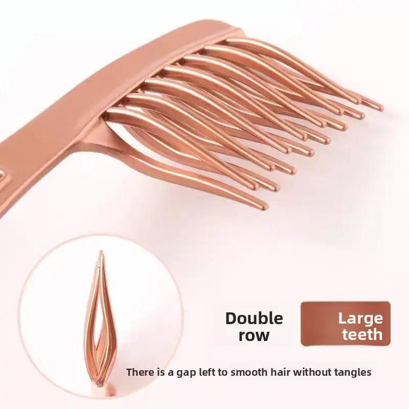 Double Row Large Wide Tooth Women's Exclusive Perm Comb Rose Gold Hair Wide - Tooth Design Anti - Static for All Hair Types