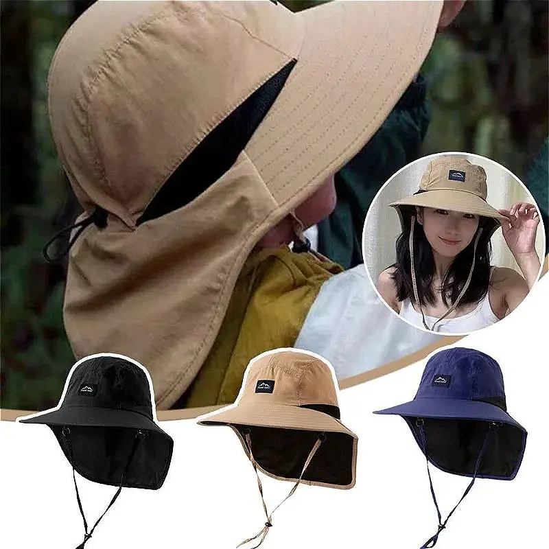 Summer Travel Large Brim Men Fisherman Hat Waterproof UV Protection Sun Cap Hiking Fishing Climbing Oversized Safari Bucket Hats