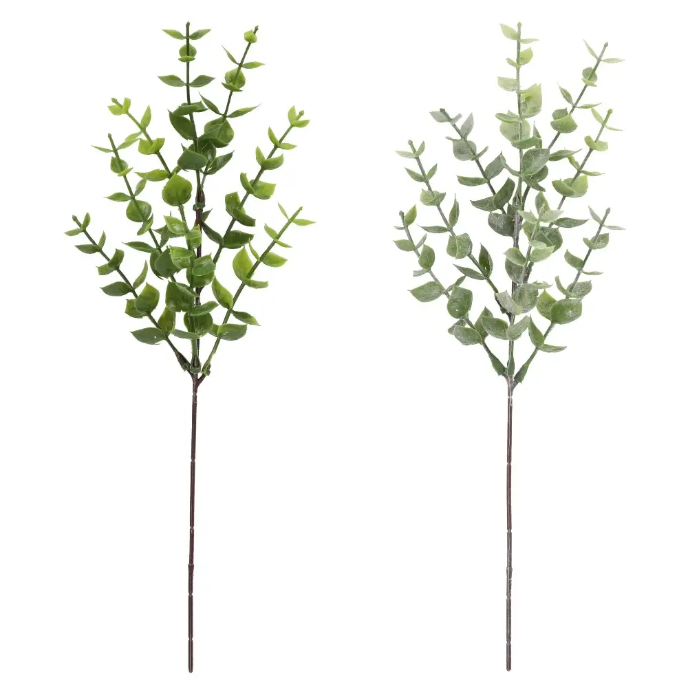 New 12pcs/lot Artificial Plant Branch Plastic Eucalyptus Leaves Wedding Garden Decor Home Living Room Table Green Decoration