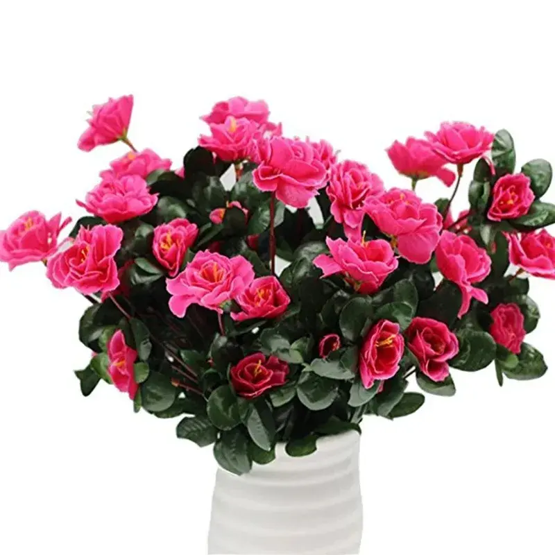 Home Decorations Outdoor Fall Artificial Red Azalea High Quality Flowers Bushes UV Resistant Decor Fake Flowers Small for Garden