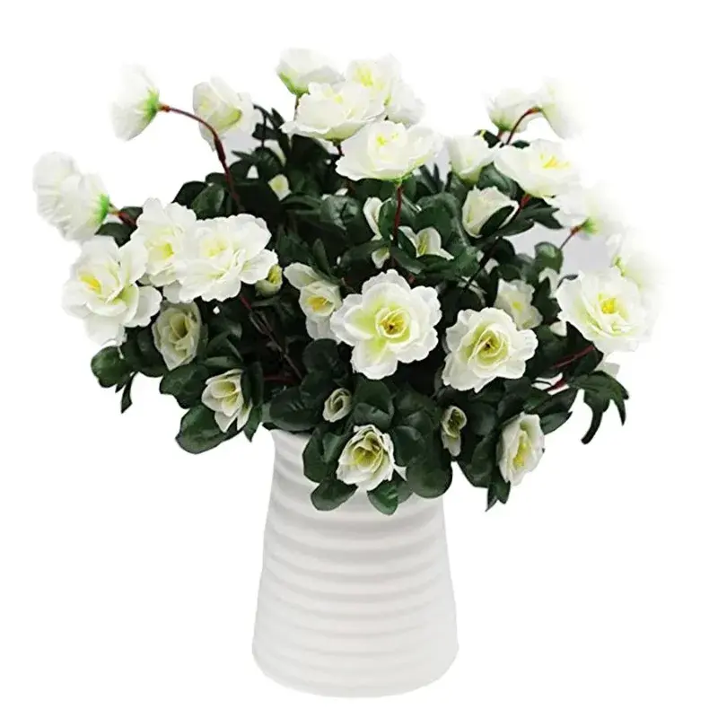Home Decorations Outdoor Fall Artificial Red Azalea High Quality Flowers Bushes UV Resistant Decor Fake Flowers Small for Garden