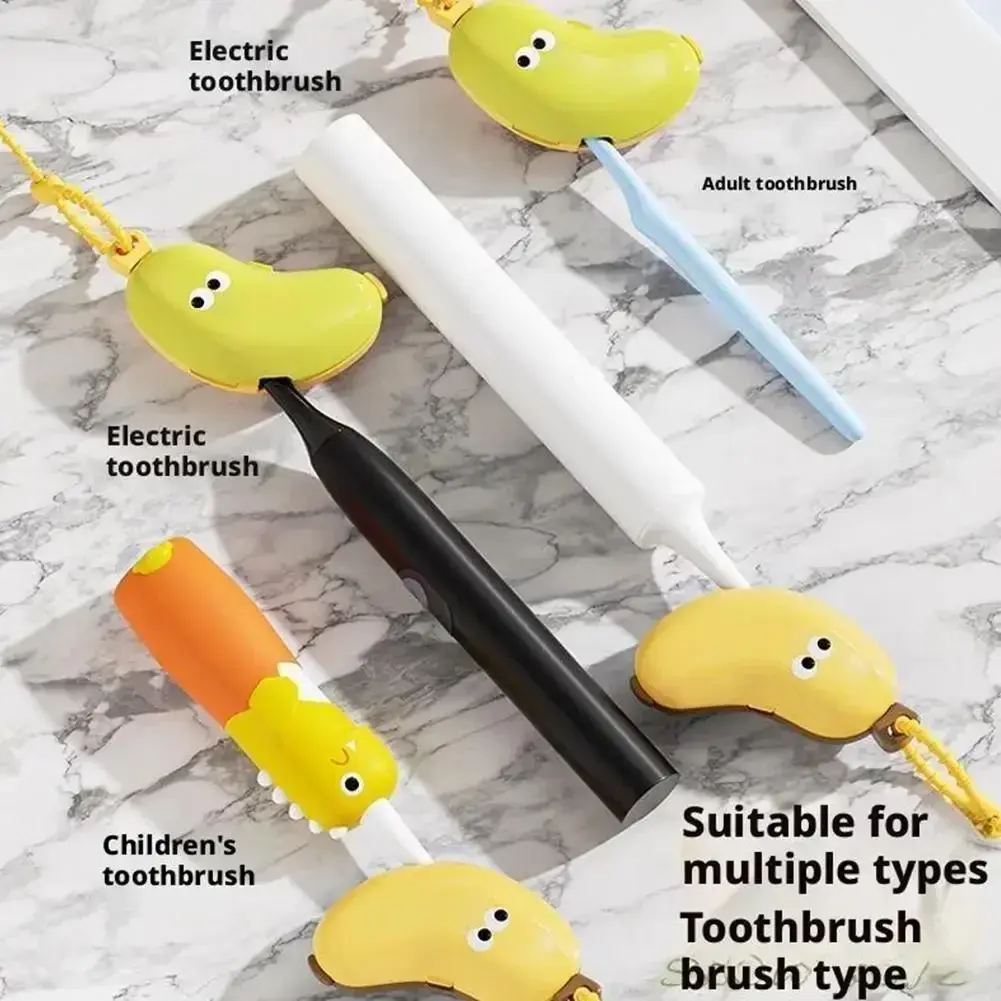 New Portable Toothbrush Holder Must-have Travel Toothbrush Protective Cap Cute Banana Hiking Camping Brush Cap Case