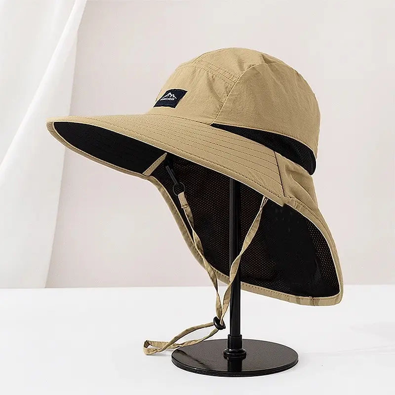 Summer Travel Large Brim Men Fisherman Hat Waterproof UV Protection Sun Cap Hiking Fishing Climbing Oversized Safari Bucket Hats