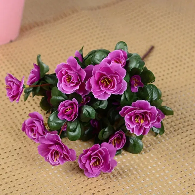 Home Decorations Outdoor Fall Artificial Red Azalea High Quality Flowers Bushes UV Resistant Decor Fake Flowers Small for Garden