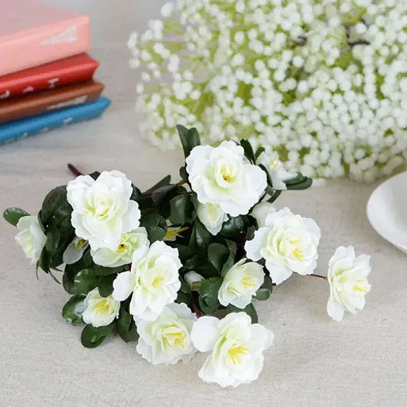 Home Decorations Outdoor Fall Artificial Red Azalea High Quality Flowers Bushes UV Resistant Decor Fake Flowers Small for Garden