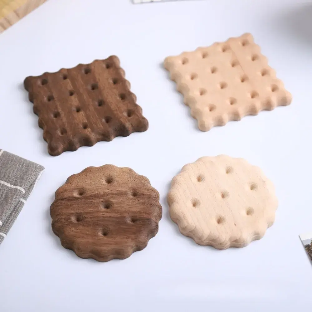 Solid Wood Biscuit Coasters Mugs Coffee Coasters Wooden Insulation Mats Dining Table Heat-resistant Mats Water Cup Mats