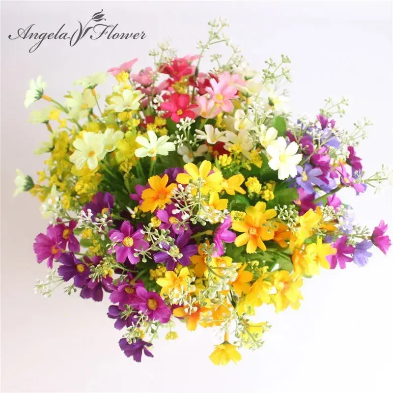 22*33CM Artificial One Bouquet 7Branch 28 Head Silk Daisy Decorative Flower DIY Wedding Floral Arrangement Home Room Table Decor