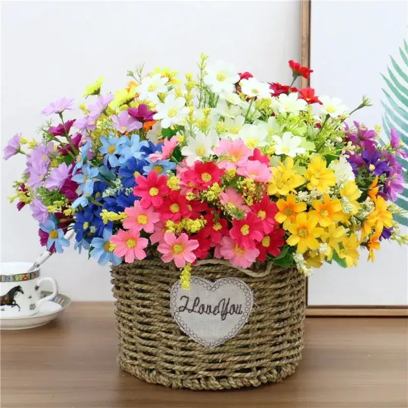 22*33CM Artificial One Bouquet 7Branch 28 Head Silk Daisy Decorative Flower DIY Wedding Floral Arrangement Home Room Table Decor